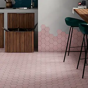 Background tile, Color pink, Glazed porcelain stoneware, 10.1x11.6 cm, Finish antislip