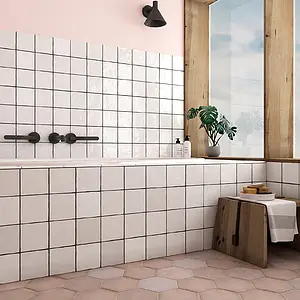 Background tile, Color white, Style zellige, Ceramics, 13.2x13.2 cm, Finish glossy
