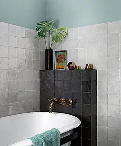 Background tile, Color grey, Style zellige, Ceramics, 13.2x13.2 cm, Finish glossy