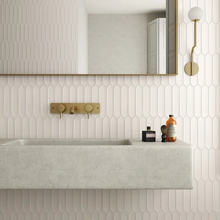 Background tile, Color white, Ceramics, 5x25 cm, Finish matte
