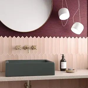 Background tile, Effect unicolor, Color pink, Ceramics, 5x25 cm, Finish matte