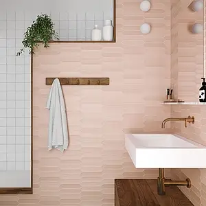 Background tile, Effect unicolor, Color pink, Ceramics, 5x25 cm, Finish matte