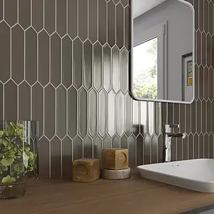 Background tile, Effect gold and precious metals,unicolor, Color grey, Ceramics, 5x25 cm, Finish matte