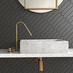 Background tile, Effect unicolor, Color black, Ceramics, 5x25 cm, Finish matte