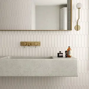 Background tile, Effect unicolor, Color white, Ceramics, 5x25 cm, Finish matte