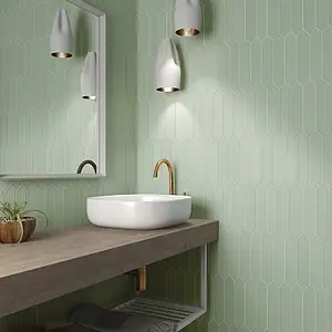 Background tile, Effect unicolor, Color green, Ceramics, 5x25 cm, Finish matte