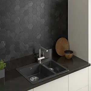 Background tile, Effect stone,other stones, Color grey,black, Glazed porcelain stoneware, 10.1x11.6 cm, Finish antislip