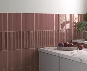 Background tile, Effect unicolor, Color red, Ceramics, 6x24.6 cm, Finish glossy