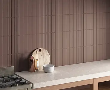 Background tile, Effect unicolor, Color brown, Ceramics, 6x24.6 cm, Finish matte