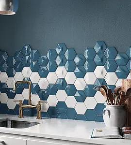 Background tile, Color navy blue, Ceramics, 10.7x12.4 cm, Finish glossy