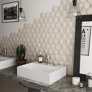 Background tile, Color beige, Ceramics, 10.7x12.4 cm, Finish glossy