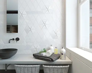 Background tile, Color white, Ceramics, 10.8x12.4 cm, Finish glossy