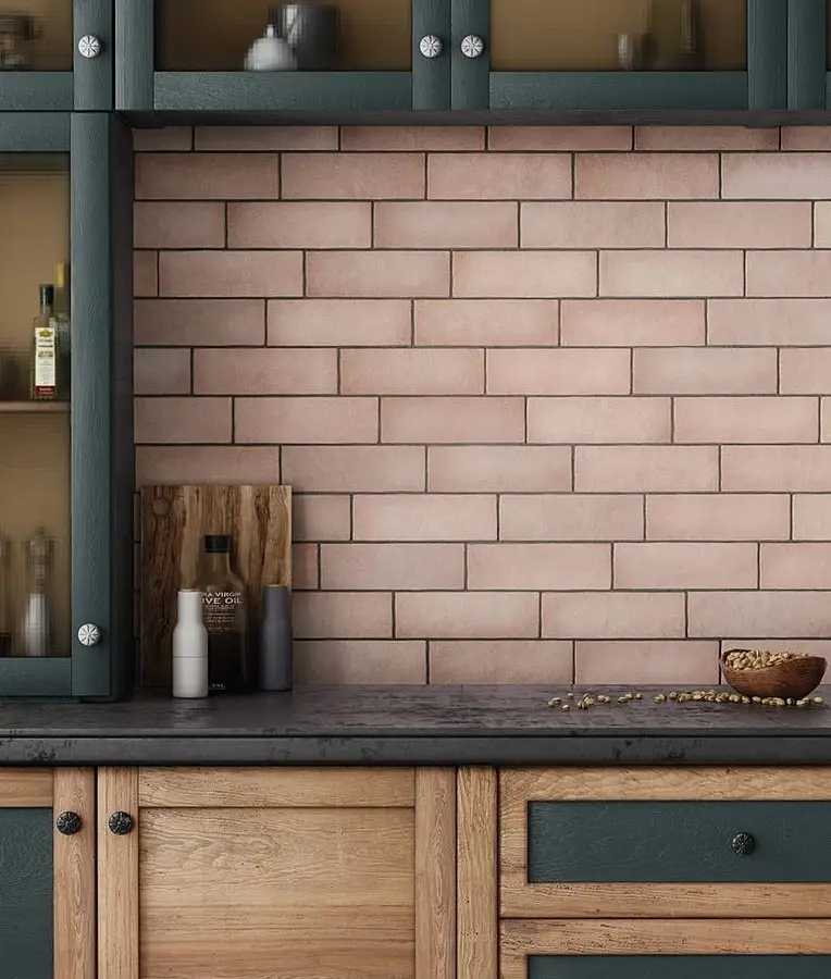 Background tile, Color pink, Ceramics, 6.5x20 cm, Finish matte