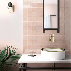 Background tile, Color pink, Style zellige, Ceramics, 10x10 cm, Finish glossy