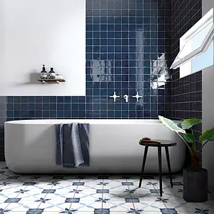 Background tile, Color navy blue, Style zellige, Ceramics, 10x10 cm, Finish glossy