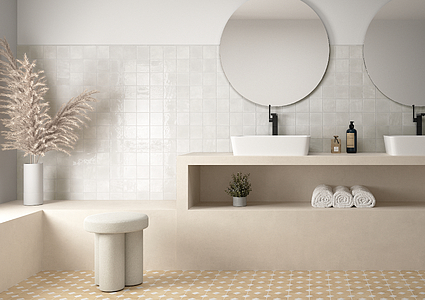 Hintergrundfliesen, Optik krakelee, Farbe weiße, Stil zellige, Keramik, 10x10 cm, Oberfläche glänzende