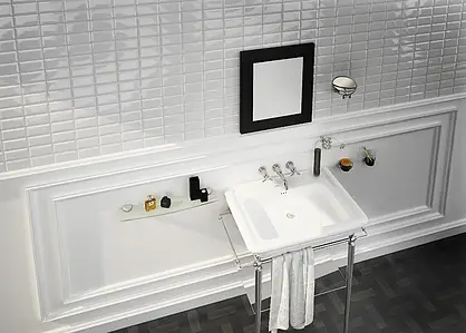 Effect unicolor, Color white, Style metro, Background tile, Ceramics, 7.5x15 cm, Finish glossy