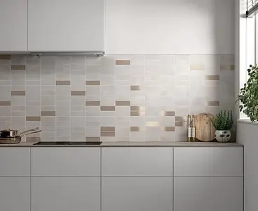 Background tile, Color white, Glazed porcelain stoneware, 5x15 cm, Finish antislip