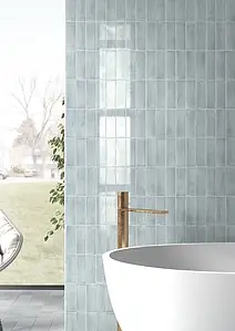 Background tile, Color sky blue, Glazed porcelain stoneware, 5x15 cm, Finish glossy