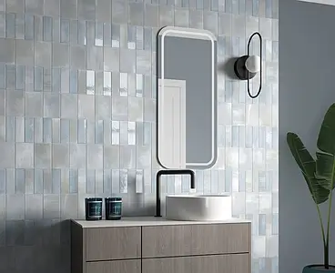 Background tile, Color sky blue, Glazed porcelain stoneware, 5x15 cm, Finish glossy