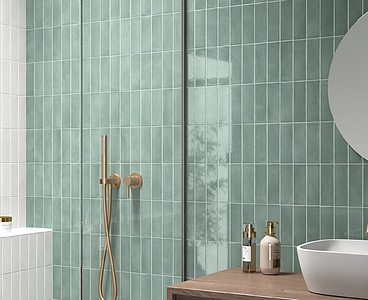 Hintergrundfliesen, Farbe weiße, Glasiertes Feinsteinzeug, 5x15 cm, Oberfläche glänzende