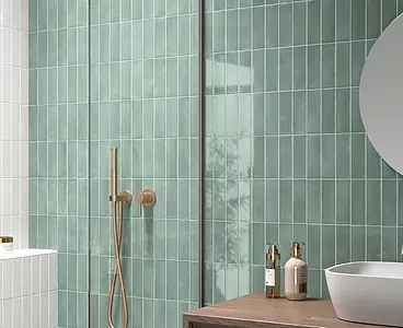 Background tile, Color white, Glazed porcelain stoneware, 5x15 cm, Finish glossy