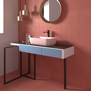 Background tile, Effect unicolor, Color red, Glazed porcelain stoneware, 16.8x16.8 cm, Finish matte