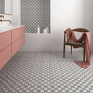 Background tile, Effect faux encaustic tiles, Color grey,white, Glazed porcelain stoneware, 20x20 cm, Finish antislip