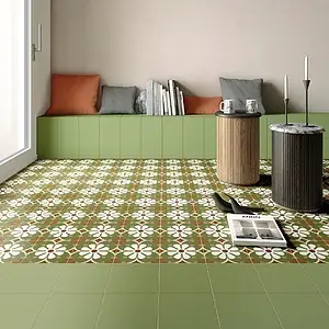 Background tile, Effect unicolor, Color green, Glazed porcelain stoneware, 20x20 cm, Finish antislip