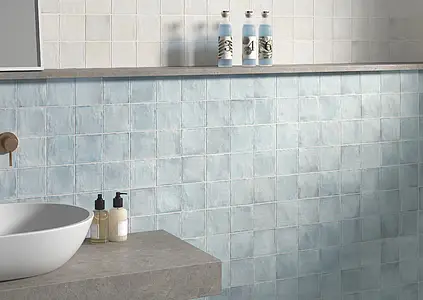 Background tile, Color sky blue, Ceramics, 10x10 cm, Finish matte