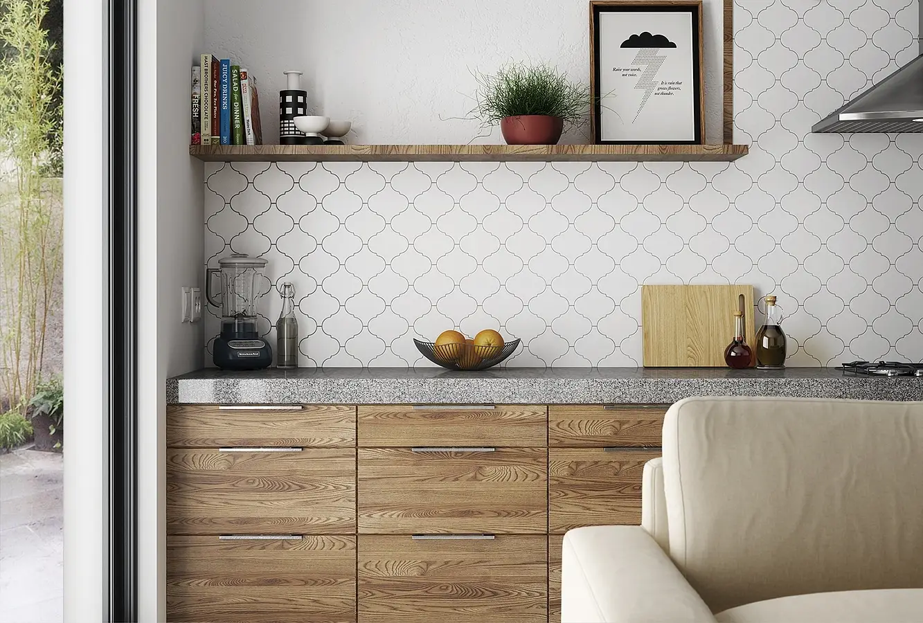 Background tile, Color white, Ceramics, 12x12 cm, Finish matte