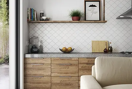 Background tile, Effect unicolor, Color white, Ceramics, 12x12 cm, Finish matte