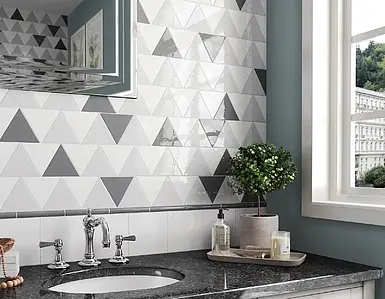 Background tile, Effect unicolor, Color grey, Ceramics, 12.4x12.4 cm, Finish glossy