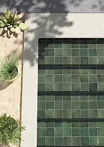 Background tile, Color green, Glazed porcelain stoneware, 15x15 cm, Finish glossy