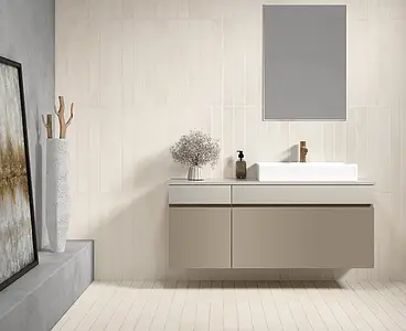 Background tile, Effect other stones, Color white, Glazed porcelain stoneware, 7.5x60 cm, Finish antislip