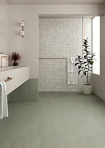 Background tile, Effect other stones, Color green, Glazed porcelain stoneware, 7.5x60 cm, Finish antislip