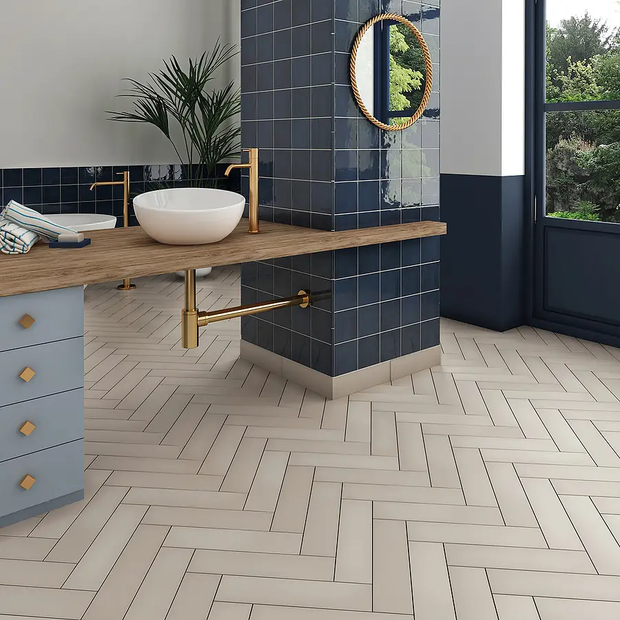 Background tile, Color beige, Glazed porcelain stoneware, 9.2x36.8 cm, Finish matte