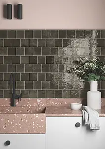 Background tile, Effect other stones, Color black, Glazed porcelain stoneware, 10x10 cm, Finish glossy