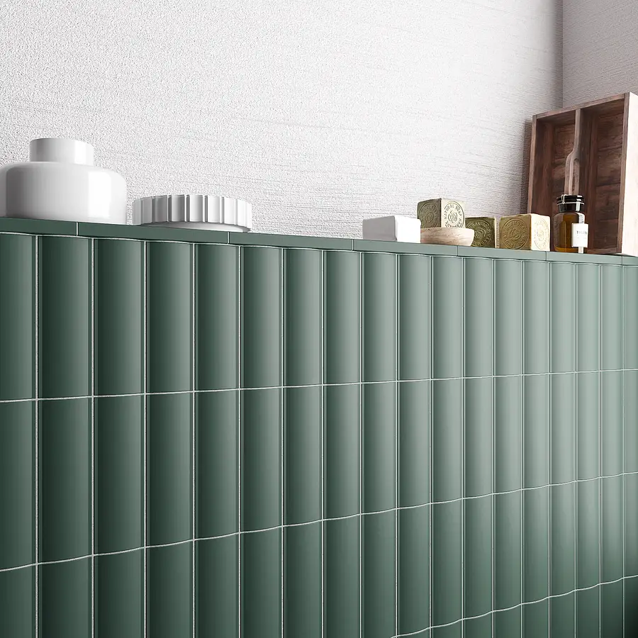 Border, Effect unicolor, Color green, Ceramics, 2x20 cm, Finish matte