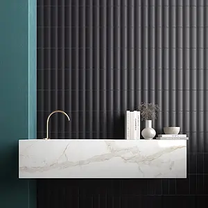 Background tile, Effect unicolor, Color black, Ceramics, 6.5x20 cm, Finish matte