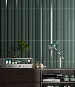 Background tile, Effect unicolor, Color green, Ceramics, 6.5x20 cm, Finish glossy
