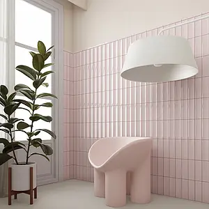 Background tile, Effect unicolor, Color pink, Ceramics, 6.5x20 cm, Finish glossy