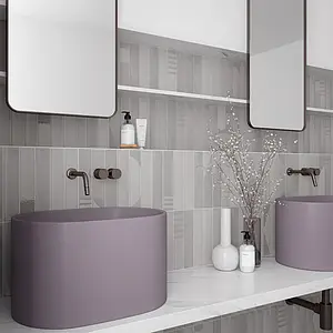 Background tile, Color grey, Style patchwork, Glazed porcelain stoneware, 6x30 cm, Finish matte