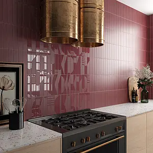 Background tile, Effect unicolor, Color red, Glazed porcelain stoneware, 6x30 cm, Finish matte