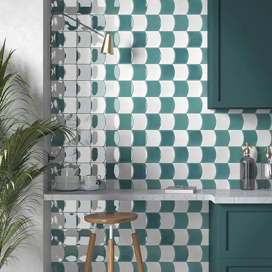 Background tile, Effect unicolor, Color white, Ceramics, 12x12 cm, Finish glossy
