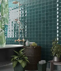 Background tile, Effect unicolor, Color green, Ceramics, 12x12 cm, Finish glossy