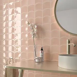 Background tile, Effect unicolor, Color pink, Ceramics, 12x12 cm, Finish glossy