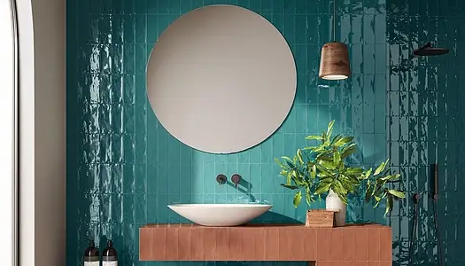 Background tile, Effect unicolor, Color green, Ceramics, 7.5x20 cm, Finish glossy