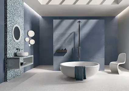 Grundflise, Effekt beton, Farve marineblå, Uglaseret porcelænsstentøj, 60x120 cm, Overflade skridsikker