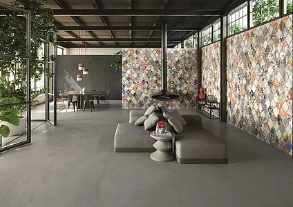 Background tile, Effect resin,concrete, Color black, Unglazed porcelain stoneware, 120x278 cm, Finish matte